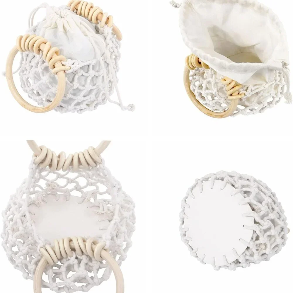 Women Cotton Crochet Mini Clutch Handbag Small Tote Gift for Summer & Casual